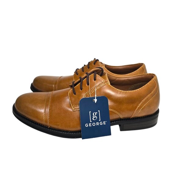 George Casual Dress Oxfords Shoes Men's Brown Branford Comfort Footbed Lace-Up - Picture 2 of 10